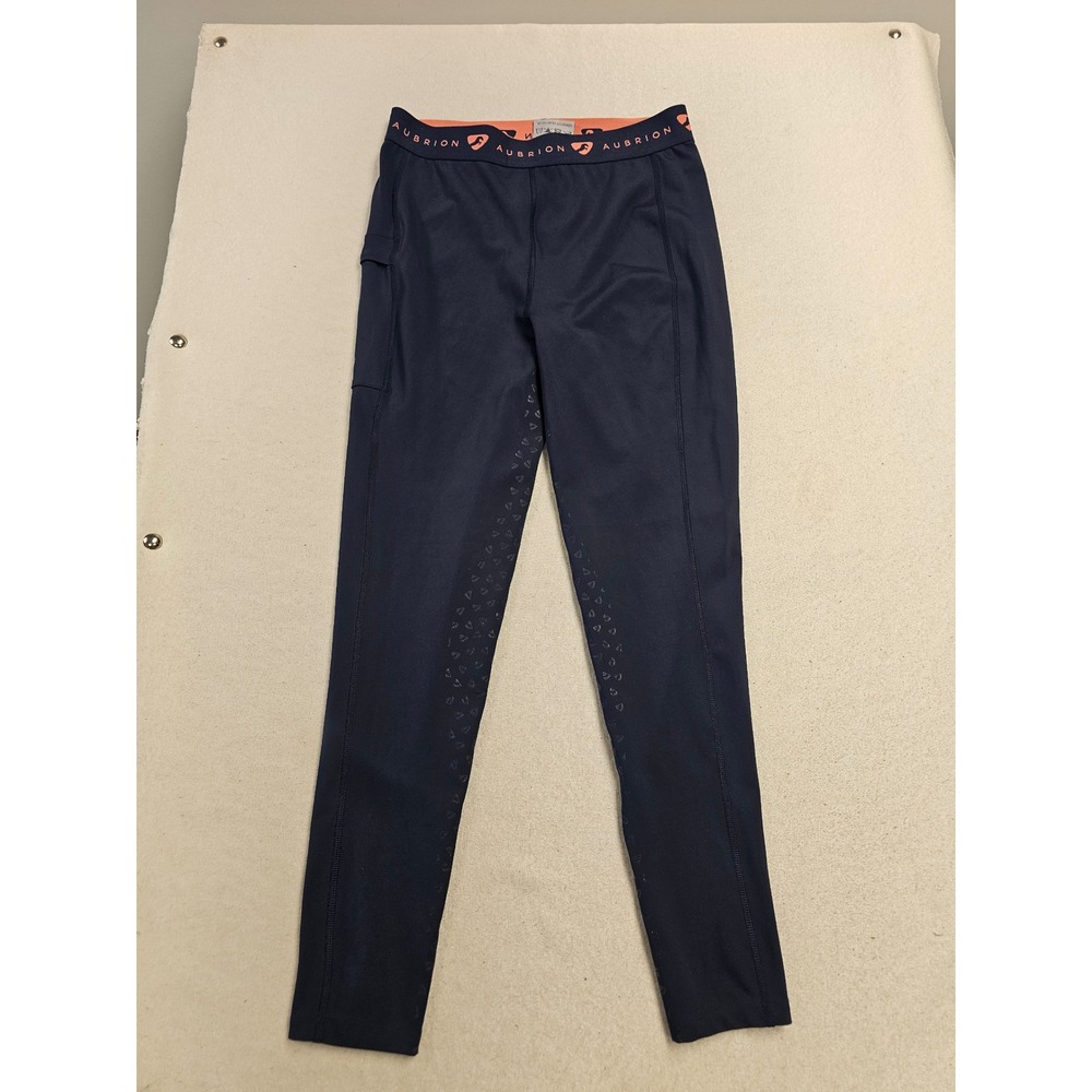 Aubrion Navy Blue Silicone Full Seat Equestrian Riding Tights Leggings Womens 10